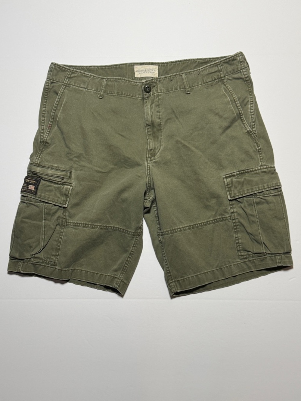 DENIM & SUPPLY Ralph Lauren Mens Olive Cargo Shorts 100% Cotton Casual Preppy 38